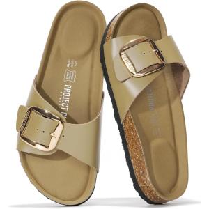 imageProject Cloud Genuine Leather Sandals Women Dressy Summer Beach Essentials  Flip Flops amp Slides with Memory Foam Insole Womens Sandals Comfortable FootwearMoss