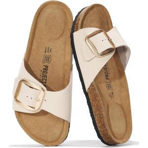 imageProject Cloud Genuine Leather Sandals Women Dressy Summer Beach Essentials  Flip Flops amp Slides with Memory Foam Insole Womens Sandals Comfortable FootwearCream