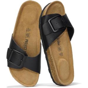 imageProject Cloud Genuine Leather Sandals Women Dressy Summer Beach Essentials  Flip Flops amp Slides with Memory Foam Insole Womens Sandals Comfortable FootwearBlack