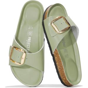 imageProject Cloud Genuine Leather Sandals Women Dressy Summer Beach Essentials  Flip Flops amp Slides with Memory Foam Insole Womens Sandals Comfortable FootwearPistachio