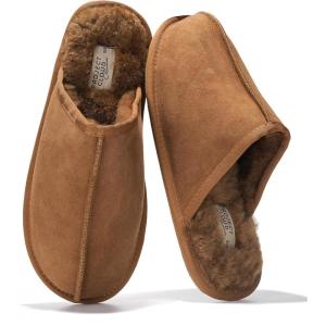 imageProject Cloud Mens Slippers 100 Genuine Leather and Genuine Shearling Lining  House Slippers for Men with Memory Foam Insole  Lightweight amp Non Slip Mens House ShoesScotch Suede Scuff