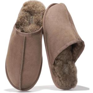 imageProject Cloud Mens Slippers 100 Genuine Leather and Genuine Shearling Lining  House Slippers for Men with Memory Foam Insole  Lightweight amp Non Slip Mens House ShoesTaupe Scuff