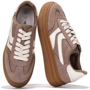 imageProject Cloud Platform Sneakers for Women Footwear  Memory Foam Insole Womens Shoes Lightweight and NonSlip Sole Lace Up Fashion Sneakers for Women 2026 VolleyTaupe Multi