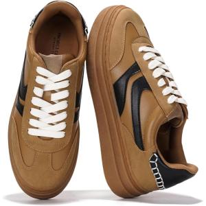 imageProject Cloud Platform Sneakers for Women Footwear  Memory Foam Insole Womens Shoes Lightweight and NonSlip Sole Lace Up Fashion Sneakers for Women 2026 VolleyTan