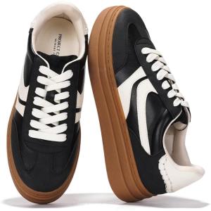 imageProject Cloud Platform Sneakers for Women Footwear  Memory Foam Insole Womens Shoes Lightweight and NonSlip Sole Lace Up Fashion Sneakers for Women 2026 VolleyBlack