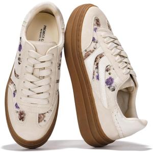 imageProject Cloud Platform Sneakers for Women Footwear  Memory Foam Insole Womens Shoes Lightweight and NonSlip Sole Lace Up Fashion Sneakers for Women 2026 VolleyCream