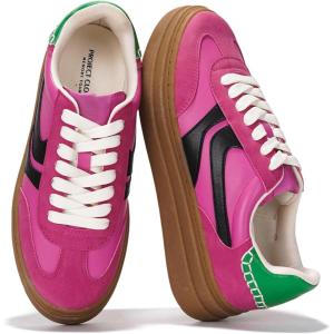 imageProject Cloud Platform Sneakers for Women Footwear  Memory Foam Insole Womens Shoes Lightweight and NonSlip Sole Lace Up Fashion Sneakers for Women 2026 VolleyPink Mult