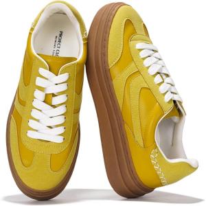imageProject Cloud Platform Sneakers for Women Footwear  Memory Foam Insole Womens Shoes Lightweight and NonSlip Sole Lace Up Fashion Sneakers for Women 2026 VolleyMustard