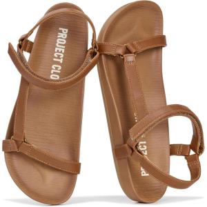 imageProject Cloud Sandals Women  Strappy Adjustable Womens Sandals with Plush Insole  Lightweight amp Non Slip Women Footwear  Everyday Wear Womens Shoes BrandyWhiskey