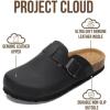 imageProject Cloud 100 Genuine Leather Footbed Clogs for Women  Memory Foam Arch Support Slippers for Women  Trendy Slipons Womens Mules amp Clogs SandalsBlack Distressed