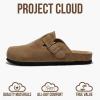 imageProject Cloud 100 Genuine Leather Footbed Clogs for Women  Memory Foam Arch Support Slippers for Women  Trendy Slipons Womens Mules amp Clogs SandalsTan Suede