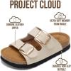 imageProject Cloud 100 Genuine Leather Kids Sandals  Non Slip and Lightweight Beach Sandals for Girls with Memory Foam Insole amp Cork Footbed Slides for Kids  Boys amp Girls Footwear Little SantoriniCream Leather