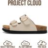 imageProject Cloud 100 Genuine Leather Kids Sandals  Non Slip and Lightweight Beach Sandals for Girls with Memory Foam Insole amp Cork Footbed Slides for Kids  Boys amp Girls Footwear Little SantoriniCream Leather