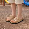imageProject Cloud 100 Genuine Leather Kids Sandals  Non Slip and Lightweight Beach Sandals for Girls with Memory Foam Insole amp Cork Footbed Slides for Kids  Boys amp Girls Footwear Little SantoriniCamel Suede