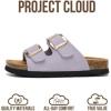 imageProject Cloud 100 Genuine Leather Kids Sandals  Non Slip and Lightweight Beach Sandals for Girls with Memory Foam Insole amp Cork Footbed Slides for Kids  Boys amp Girls Footwear Little SantoriniLavender Suede