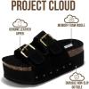 imageProject Cloud 100 Genuine Leather Platform Sandals Women  Memory Foam Insole with TwoBuckle  NonSlip and Comfortable Wedge Sandals for Women 2026 OliyBlack