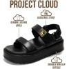 imageProject Cloud 100 Genuine Leather Platform Sandals Women Footwear  Comfortable Strappy Summer Sandals for Women 2026  Memory Foam and NonSlip Beach SlidesHigh Platform Black