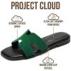 imageProject Cloud 100 Genuine Leather Sandals for Women 2026  Fashion Flat Womens Sandals with Memory Foam Insole Slides Sandals Women Footwear  Mules Womens Sandals JannelGreen Suede