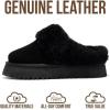 imageProject Cloud 100 Genuine Leather Slippers for Women Footwear  Memory Foam Clogs and Mules for Women 2026  Non Slip and Lightweight Fur Slippers VikiBlack  Snowy