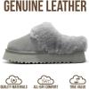 imageProject Cloud 100 Genuine Leather Slippers for Women Footwear  Memory Foam Clogs and Mules for Women 2026  Non Slip and Lightweight Fur Slippers VikiGrey  Snowy