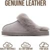 imageProject Cloud 100 Genuine Leather Slippers for Women Footwear with Genuine Fur Lining Womens Clogs amp Mule  NonSlip IndoorOutdoor Scuff Womens Slippers with Memory Foam InsoleGrey