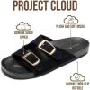 imageProject Cloud 100 Genuine Leather Womens Sandals Comfortable Plush amp Soft Insole Sandals Women  NonSlip Flat Sandals for Women 2026  Lightweight Womens Slides DAINTYBlack Suede