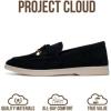 imageProject Cloud Genuine Leather Womens Shoes  Lightweight Moccasins Penny Loafers for Women with Memory Foam and Leather Insole  NonSlip Casual Womens Slip on Shoes for Women IrisBlack Suede