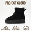 imageProject Cloud Genuine Suede Winter Boots for Women  Memory Foam Platform Nonslip Ankle Footwear  Fall Shoes 2025 FurbyBlack