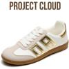 imageProject Cloud Sneakers for Women 2026  Breathable Womens Shoes Memory Foam Insole Casual Sneakers Non Slip Womens Sneakers  Breathable Lightweight Walking ShoesGold Combo