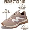 imageProject Cloud Trendy Fashion Sneakers for Women 2026  Memory Foam and NonSlip Comfortable Casual Ladies Shoes for Womens Fashion Sneakers  Lightweight Laceup Shoes LeccoTaupe
