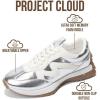 imageProject Cloud Trendy Fashion Sneakers for Women 2026  Memory Foam and NonSlip Comfortable Casual Ladies Shoes for Womens Fashion Sneakers  Lightweight Laceup Shoes LeccoSilver