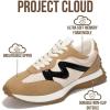 imageProject Cloud Trendy Fashion Sneakers for Women 2026  Memory Foam and NonSlip Comfortable Casual Ladies Shoes for Womens Fashion Sneakers  Lightweight Laceup Shoes LeccoTan