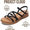 imageProject Cloud Wedge Sandals for Women 2026  Comfortable Soft amp Plush Insole Strappy Womens Sandals with Lightweight and NonSlip Durable Outsole NICEBlack