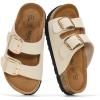 imageProject Cloud 100 Genuine Leather Kids Sandals  Non Slip and Lightweight Beach Sandals for Girls with Memory Foam Insole amp Cork Footbed Slides for Kids  Boys amp Girls Footwear Little SantoriniCream Leather