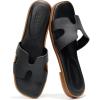 imageProject Cloud 100 Genuine Leather Sandals for Women 2026  Fashion Flat Womens Sandals with Memory Foam Insole Slides Sandals Women Footwear  Mules Womens Sandals JannelBlack