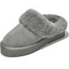 imageProject Cloud 100 Genuine Leather Slippers for Women Footwear  Memory Foam Clogs and Mules for Women 2026  Non Slip and Lightweight Fur Slippers VikiGrey  Snowy