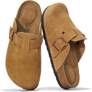 imageProject Cloud 100 Genuine Leather Footbed Clogs for Women  Memory Foam Arch Support Slippers for Women  Trendy Slipons Womens Mules amp Clogs SandalsChestnut Suede