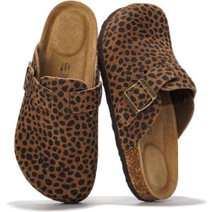 imageProject Cloud 100 Genuine Leather Footbed Clogs for Women  Memory Foam Arch Support Slippers for Women  Trendy Slipons Womens Mules amp Clogs SandalsDark Brown Leopard