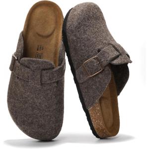 imageProject Cloud 100 Genuine Leather Footbed Clogs for Women  Memory Foam Arch Support Slippers for Women  Trendy Slipons Womens Mules amp Clogs SandalsGrey Wool