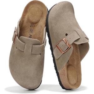 imageProject Cloud 100 Genuine Leather Footbed Clogs for Women  Memory Foam Arch Support Slippers for Women  Trendy Slipons Womens Mules amp Clogs SandalsTaupe Suede