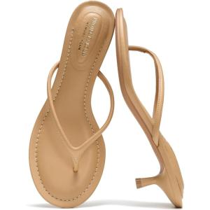 imageProject Cloud 100 Genuine Leather Kitten Heels for Women Footwear  Memory Foam Fashion Thong Heels for Women  Lightweight Summer Sandals for Womens 2026 MangoTan Leather