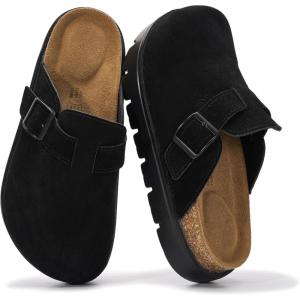 imageProject Cloud 100 Genuine Leather Platform Clogs for Women Footwear  Memory Foam Arch Support Cork Footbed Casual Shoes amp Mules for Women 2026 Benton ChunkyBlackmono