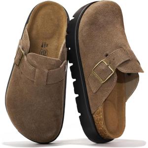 imageProject Cloud 100 Genuine Leather Platform Clogs for Women Footwear  Memory Foam Arch Support Cork Footbed Casual Shoes amp Mules for Women 2026 Benton ChunkyFoss Suede