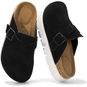 imageProject Cloud 100 Genuine Leather Platform Clogs for Women Footwear  Memory Foam Arch Support Cork Footbed Casual Shoes amp Mules for Women 2026 Benton ChunkyBlack