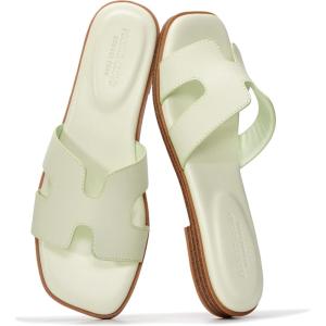 imageProject Cloud 100 Genuine Leather Sandals for Women 2026  Fashion Flat Womens Sandals with Memory Foam Insole Slides Sandals Women Footwear  Mules Womens Sandals JannelPistachio Leather