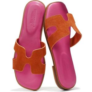 imageProject Cloud 100 Genuine Leather Sandals for Women 2026  Fashion Flat Womens Sandals with Memory Foam Insole Slides Sandals Women Footwear  Mules Womens Sandals JannelOrange