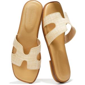 imageProject Cloud 100 Genuine Leather Sandals for Women 2026  Fashion Flat Womens Sandals with Memory Foam Insole Slides Sandals Women Footwear  Mules Womens Sandals JannelRaffia