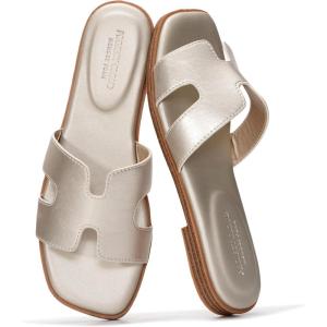 imageProject Cloud 100 Genuine Leather Sandals for Women 2026  Fashion Flat Womens Sandals with Memory Foam Insole Slides Sandals Women Footwear  Mules Womens Sandals JannelGold