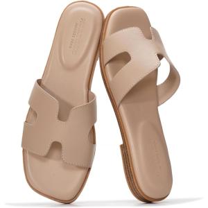 imageProject Cloud 100 Genuine Leather Sandals for Women 2026  Fashion Flat Womens Sandals with Memory Foam Insole Slides Sandals Women Footwear  Mules Womens Sandals JannelTaupe Leather