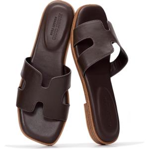 imageProject Cloud 100 Genuine Leather Sandals for Women 2026  Fashion Flat Womens Sandals with Memory Foam Insole Slides Sandals Women Footwear  Mules Womens Sandals JannelDark Chocolate Leather